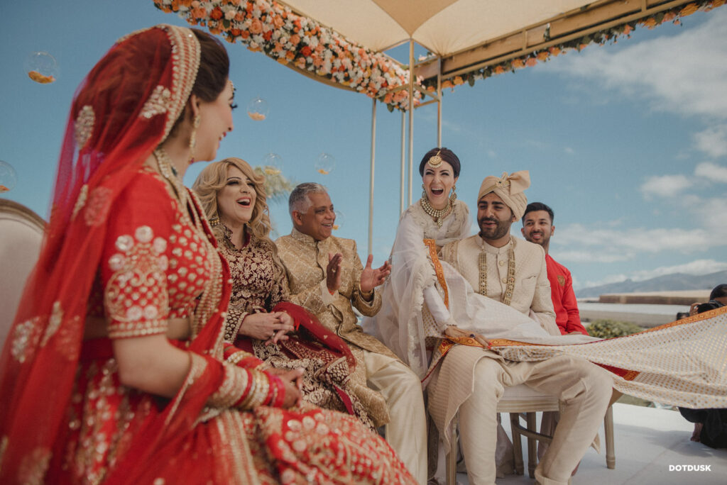 First look between Indian Bride and Groom